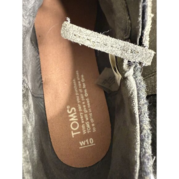 Toms Suede Ankle Booties Side Zip Women's Size 10 Olive Green Shoes Flat - Picture 7 of 9